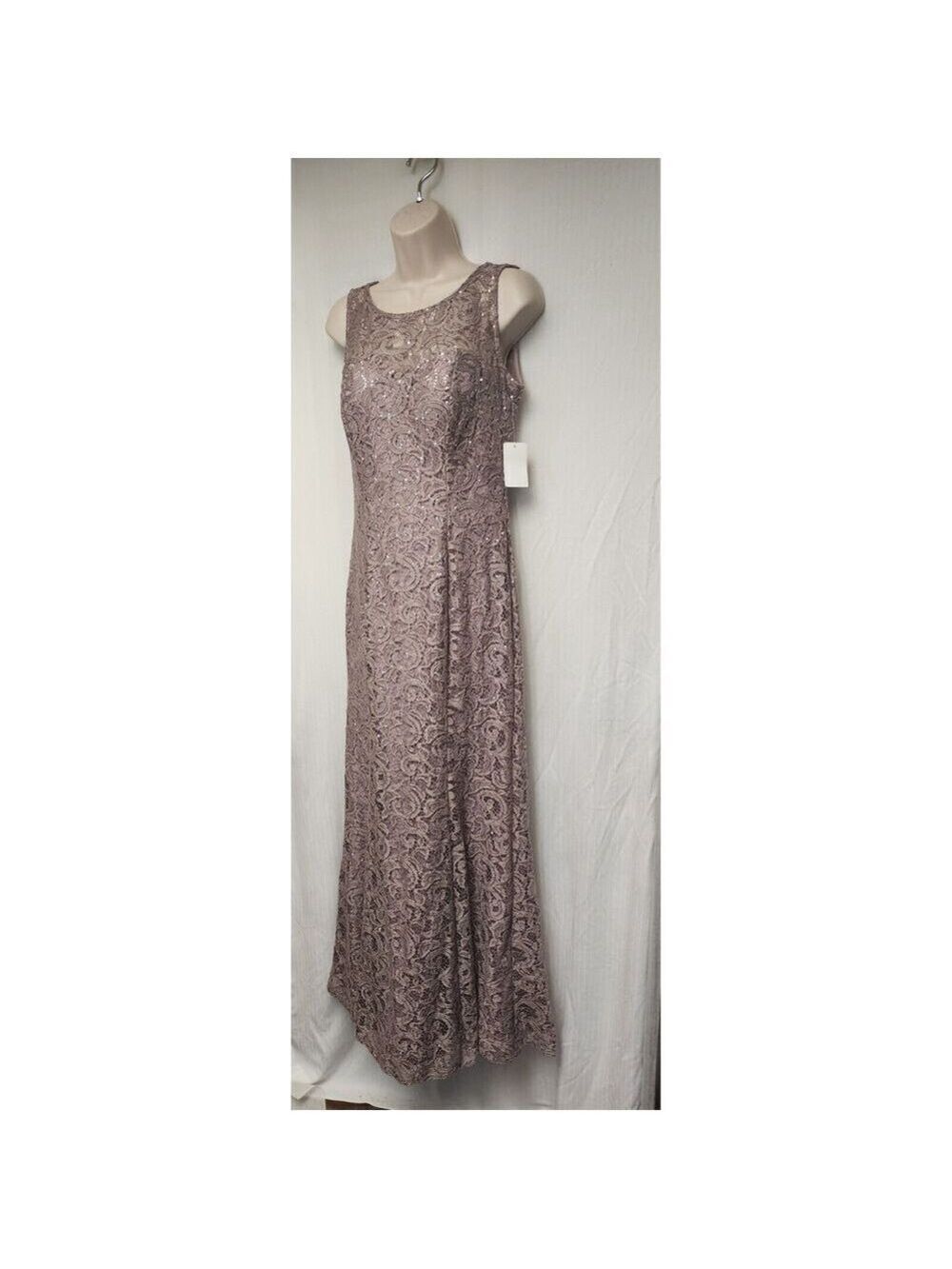 Davids Bridal IGNITE Evenings Sleeveless Sequin Lace Sheath Gown Dress Capelet 8 - Picture 4 of 11